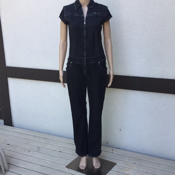 black denim jumpsuit